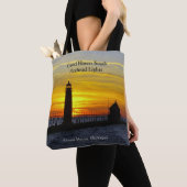 Grand Haven South Pierhead Licht sunset canvas tas (Dichtbij)