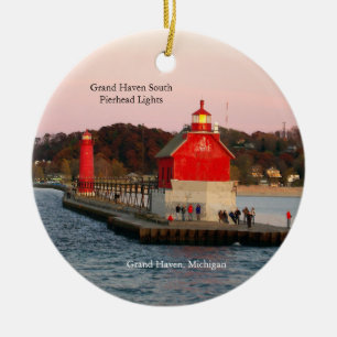 Grand Haven South Pierhead Lights DS Keramisch Ornament