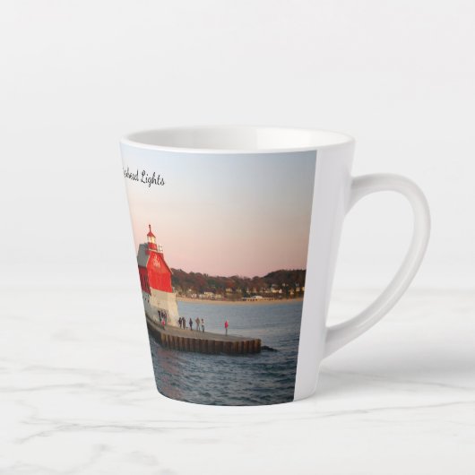 Grand Haven South Pierhead Lights latte mok (Rechts)