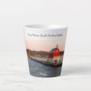 Grand Haven South Pierhead Lights latte mok