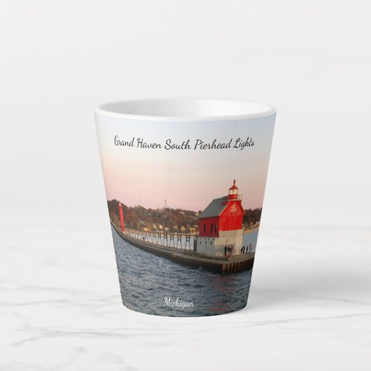 Grand Haven South Pierhead Lights latte mok (Voorkant)