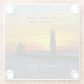 Grand Haven South Pierhead Lights sunsetW onderzet Glazen Onderzetter (Achterkant)