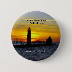 Grand Haven South Pierhead - Zonnestknop Lights Ronde Button 5,7 Cm