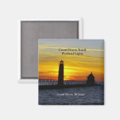 Grand Haven South Pierhead: zonsondergang 2 magnee Magneet (Voorkant / Achterkant)