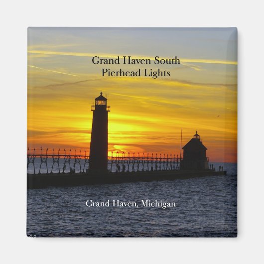 Grand Haven South Pierhead: zonsondergang 2 magnee Magneet (Voorkant)