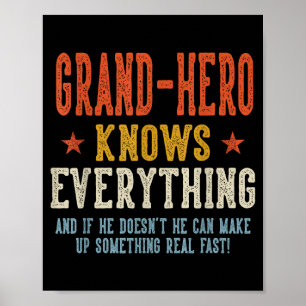 Grand-hero weet alles vaderdag retro poster