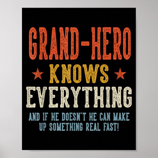 Grand-hero weet alles vaderdag retro poster (Voorkant)