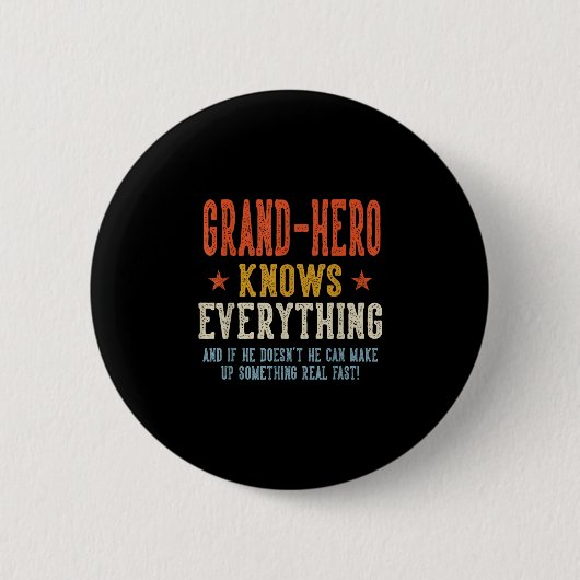 Grand-hero weet alles vaderdag retro ronde button 5,7 cm (Voorkant)
