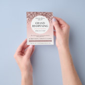 Grand Heropening Blush Pink Glitter Salon Flyer (Hand)