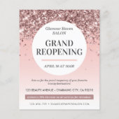 Grand Heropening Blush Pink Glitter Salon Flyer (Voorkant)