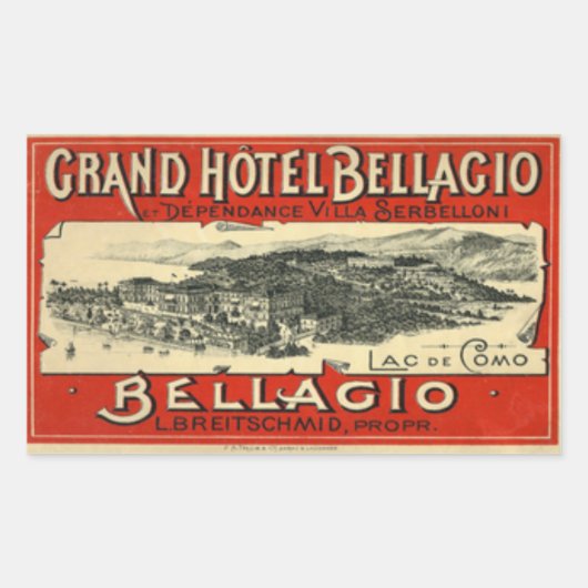 Grand Hotel Bellagio Rechthoekige Sticker (Voorkant)