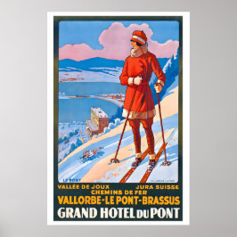 Grand Hotel du Pont Zwitserland Vintage Ski Poster
