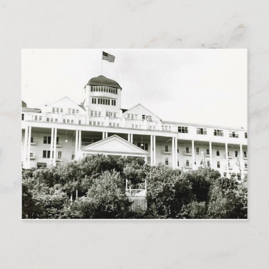 Grand Hotel, Mackinac Island, zwart-wit Briefkaart (Voorkant)