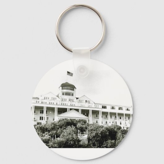 Grand Hotel, Mackinac Island, zwart-wit Sleutelhanger (Voorkant)