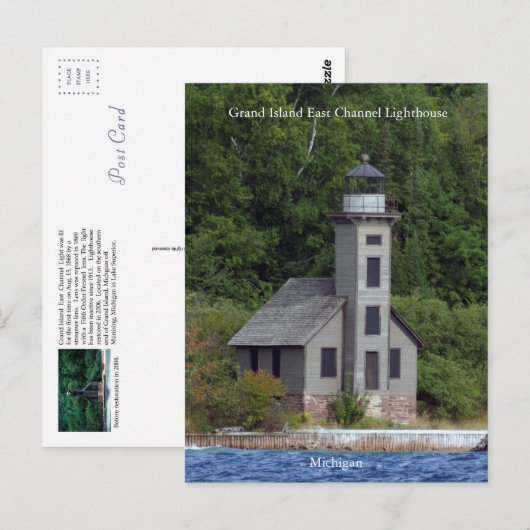 Grand Island East Channel Lighthouse-postkaart Briefkaart (Voorkant / Achterkant)