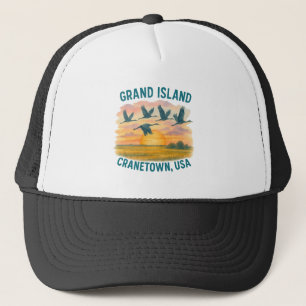 Grand Island Nebraska Cranes   Crantown USA Sunset Trucker Pet