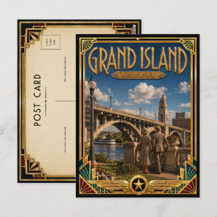 Grand Island Nebraska Vintage Art Deco Gouden Tijd Briefkaart