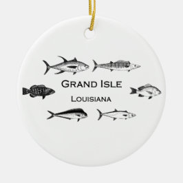 Grand Isle Louisiana Deep Zee Vist Keramisch Ornament
