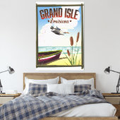 Grand Isle, Louisiana Travel poster Canvas Afdruk (Insitu (Slaapkamer))