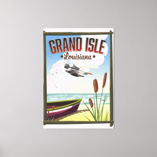 Grand Isle, Louisiana Travel poster Canvas Afdruk (Voorkant)