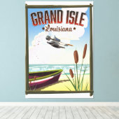 Grand Isle, Louisiana Travel poster Canvas Afdruk (Insitu (Houten vloer))