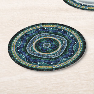 Grand Julian Fractal Mandala Art Ronde Kartonnen Onderzetter