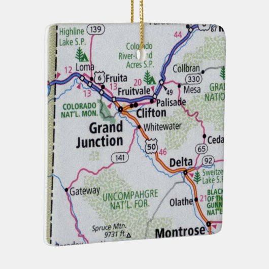Grand Junction CO Map Keramisch Ornament (Rechts)