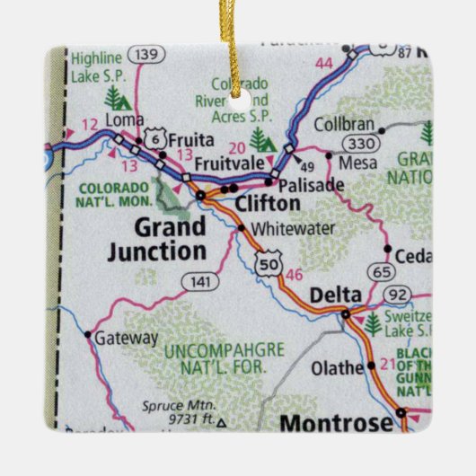 Grand Junction CO Map Keramisch Ornament (Voorkant)