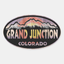 Grand Junction Colorado houten vlag ovale stickers
