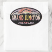 Grand Junction Colorado houten vlag ovale stickers (Tas)