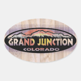 Grand Junction Colorado houten vlag ovale stickers