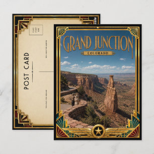 Grand Junction Colorado Vintage Art Deco Gouden Briefkaart