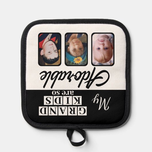 Grand kinder zo schattig 3 foto zwart pannenlap (Voorkant)