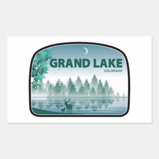 Grand Lake Colorado Deer Rechthoekige Sticker (Voorkant)
