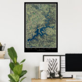 Grand Lake O' de Cherokees Oklahoma Satellite Poster (Thuiskantoor)