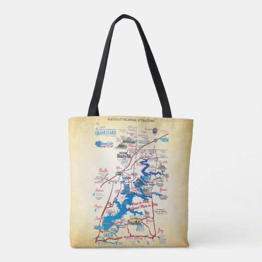 Grand Lake OK dimensionale kaart 19 Poster Tote Bag (Achterkant)
