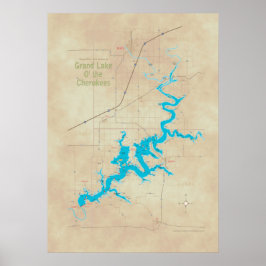 Grand Lake OK kaart 2 Poster