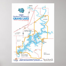 Grand Lake OK kaart Poster