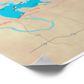 Grand Lake OK-kaart tan 21 Poster (Hoek)