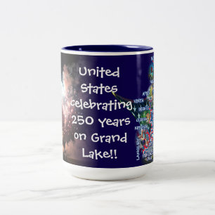 Grand Lake viert 250 jaar VS met vuurwerk Tweekleurige Koffiemok