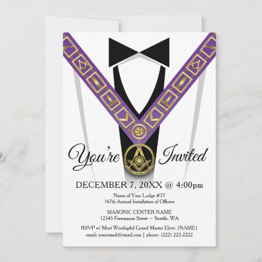 Grand Lodge Masonic Uitnodigingen | Freemason (Voorkant)