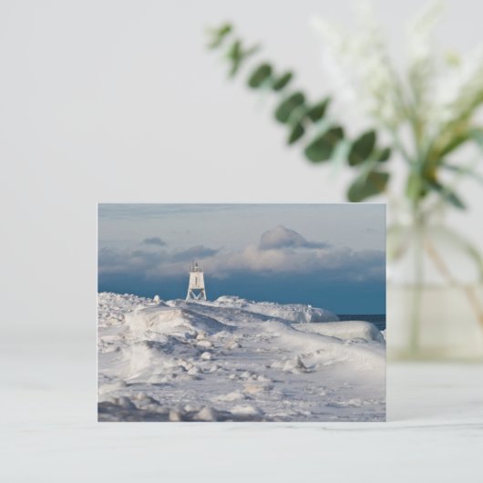 Grand Marais Harbour Light - Winter Briefkaart (Staand voorkant)