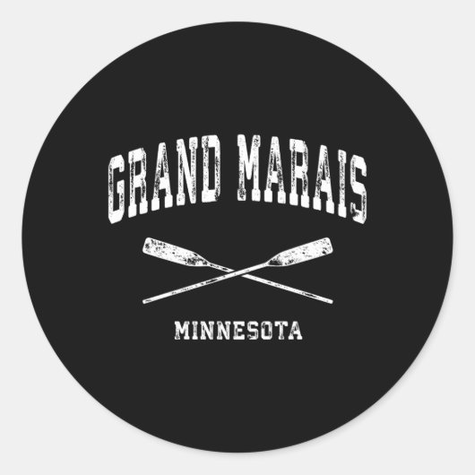Grand Marais Minnesota Nautische gekruiste roeispa Ronde Sticker (Voorkant)