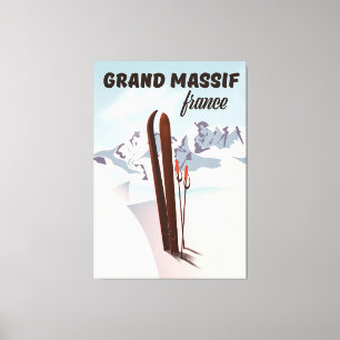 Grand Massif france ski poster art. Canvas Afdruk