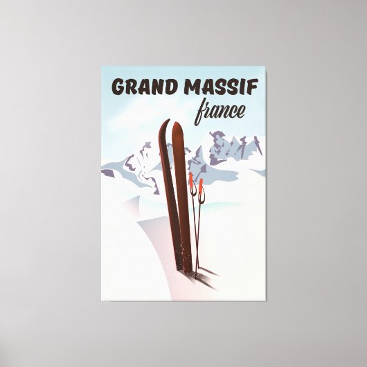 Grand Massif france ski poster art. Canvas Afdruk (Voorkant)