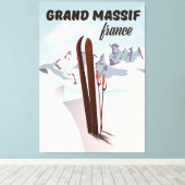 Grand Massif france ski poster art. Canvas Afdruk (Insitu (Houten vloer))