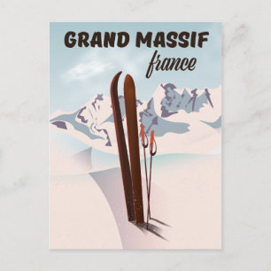 Grand Massif Frankrijk ski-poster kunst. Briefkaart
