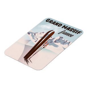 Grand Massif frankrijk ski poster kunst. Magneet