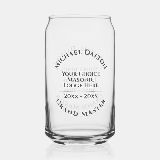 Grand Master Masonic Blikvorm Glas (Achterkant)