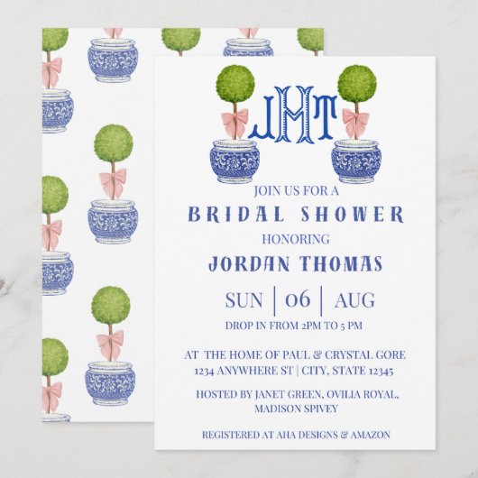 Grand Milennial Topiary Vrijgezellenfeest Invite Kaart (Voorkant / Achterkant)